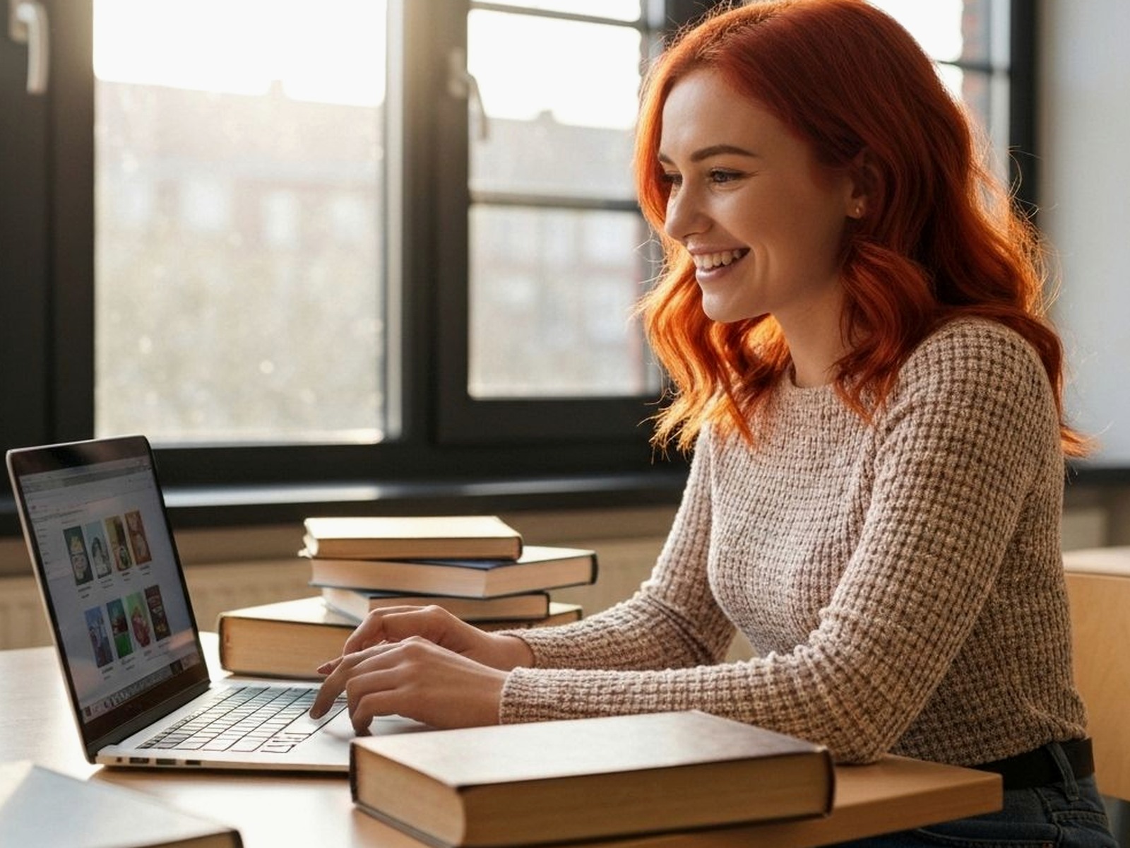 Teacher reviewing a difficult parent email on a laptop in a calm school office