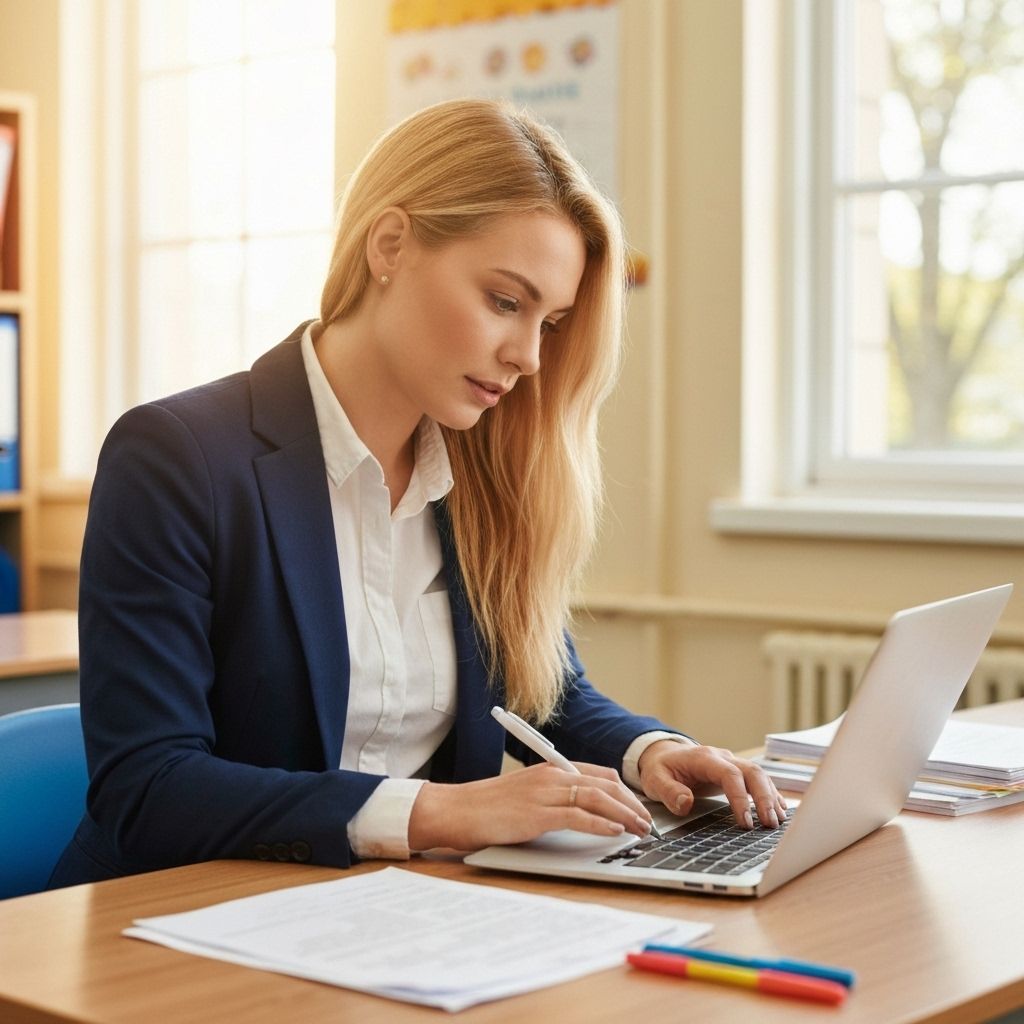 Teacher writing parent messages